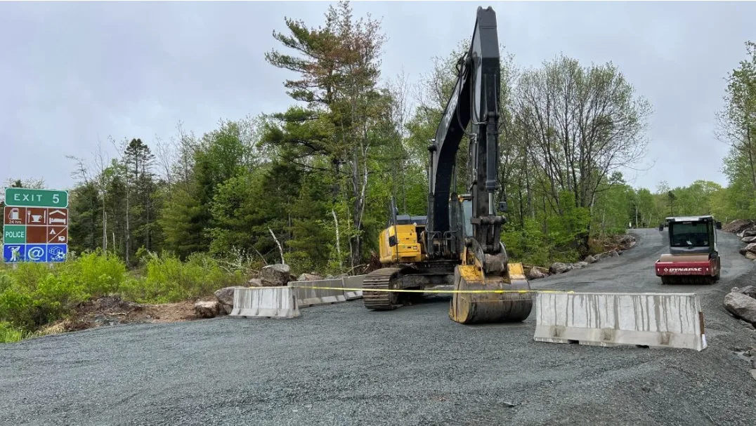 CBC: Heavy equipment works on the Haliburton Hills emergency exit to connect Buckingham Drive to Highway 103. (Paul Palmeter/CBC)