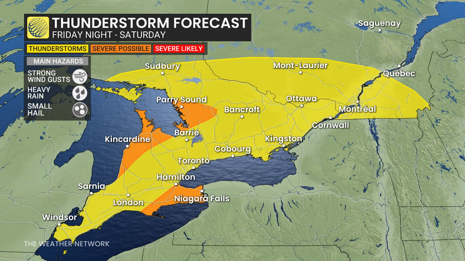ON Thunderstorm Forecast Friday night to Saturday 
