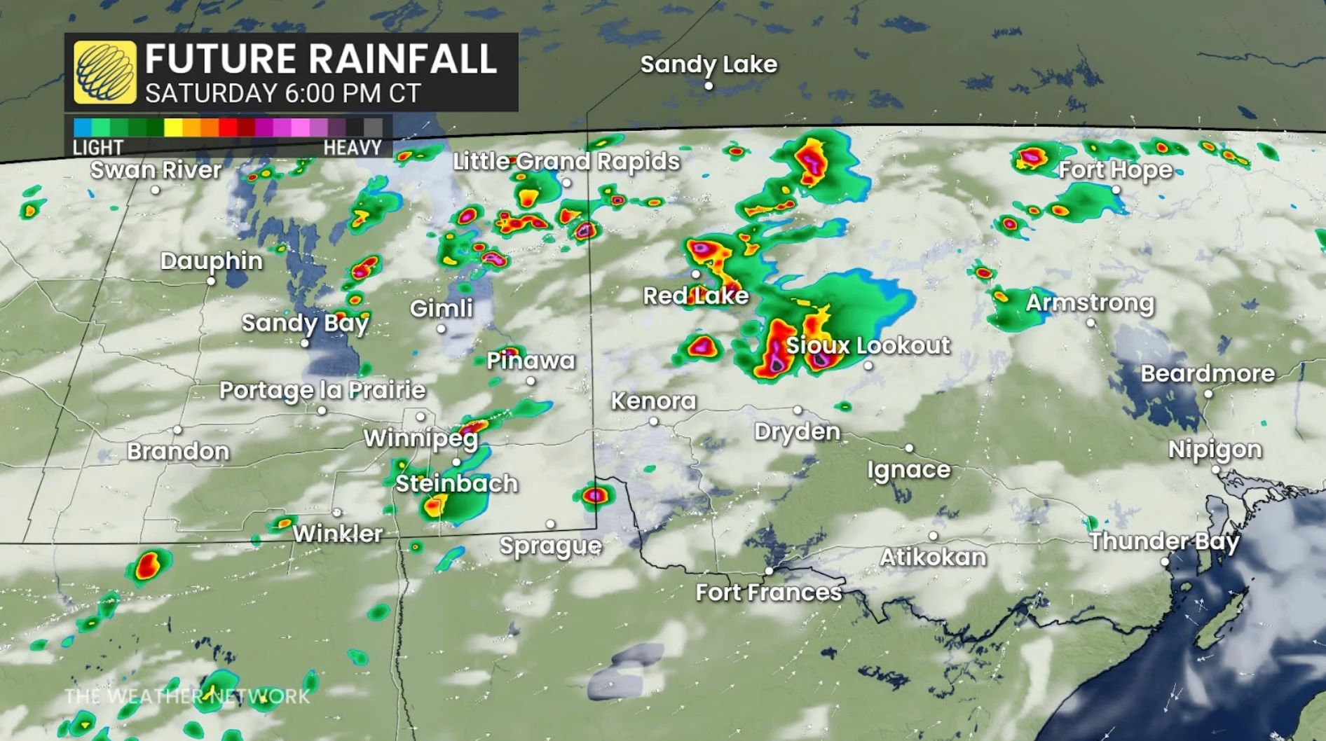 Prairies Saturday 6 pm forecast precipitation - June 28 2025