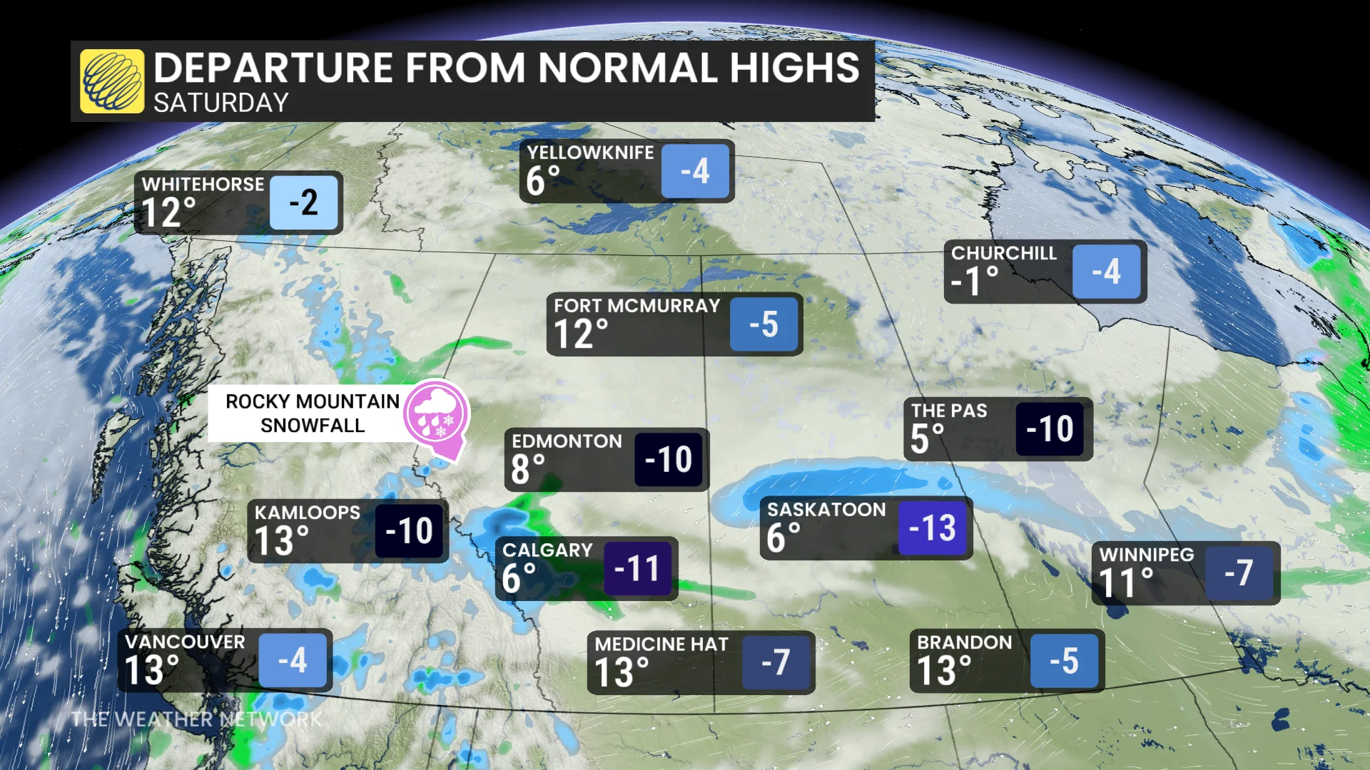 Baron - Western Canada Saturday temperatures - May 13