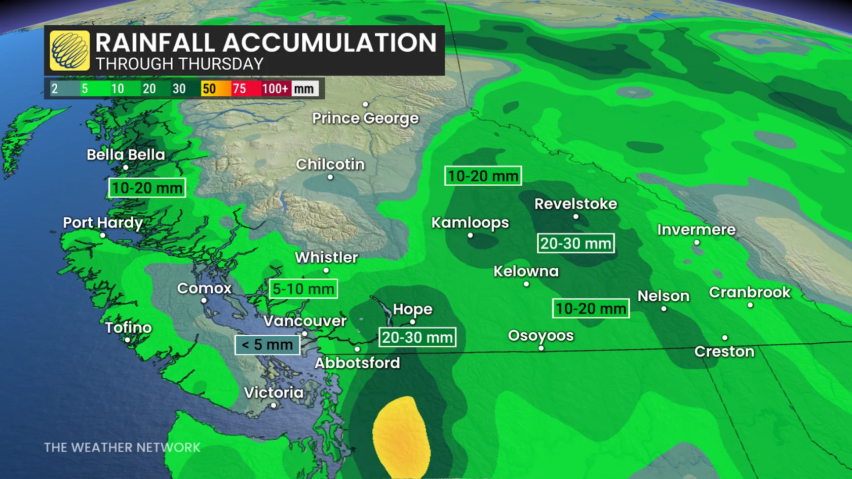 Prairies rainfall through Thursday