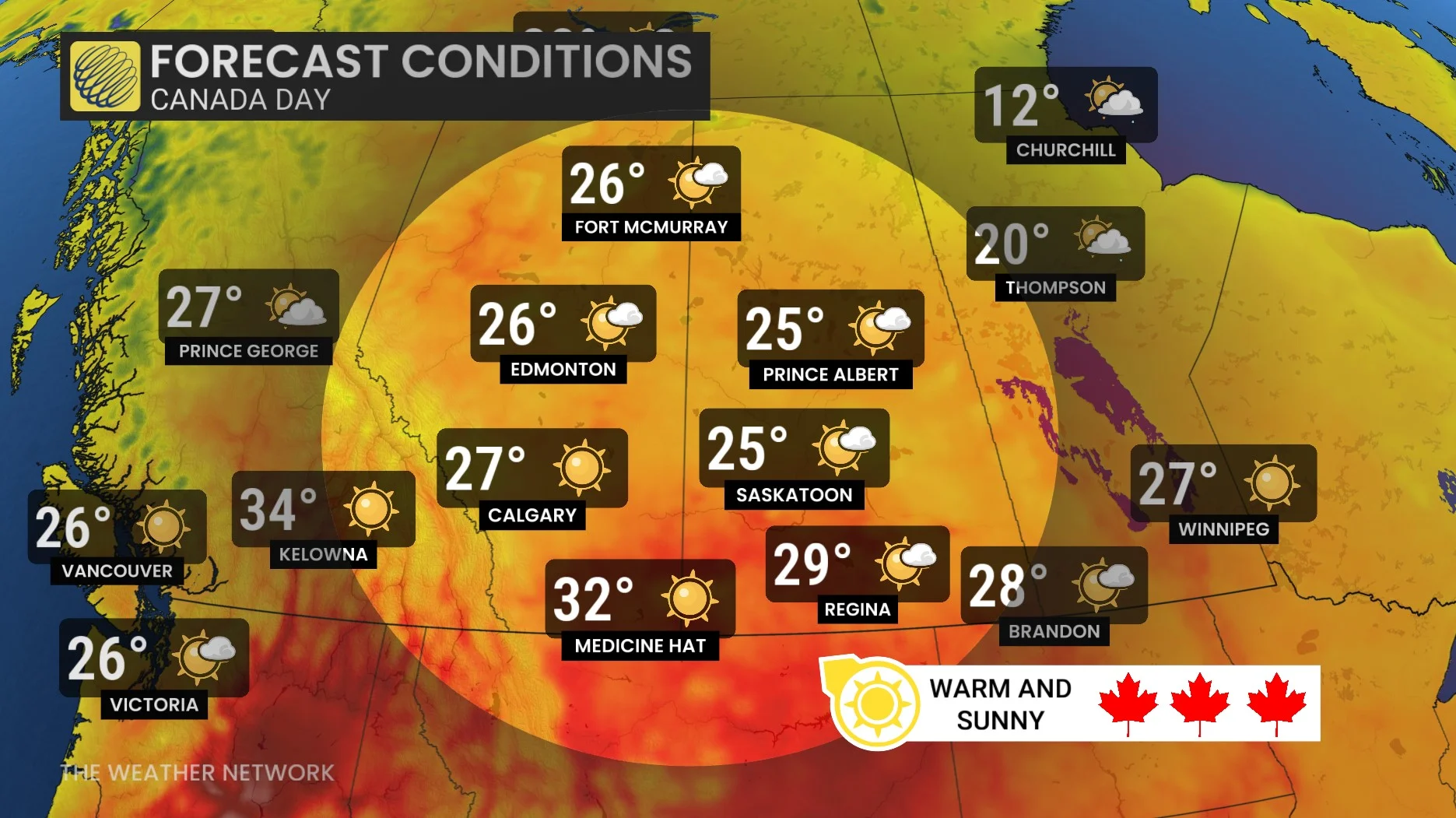Canada Day 2025 Prairies Temperatures