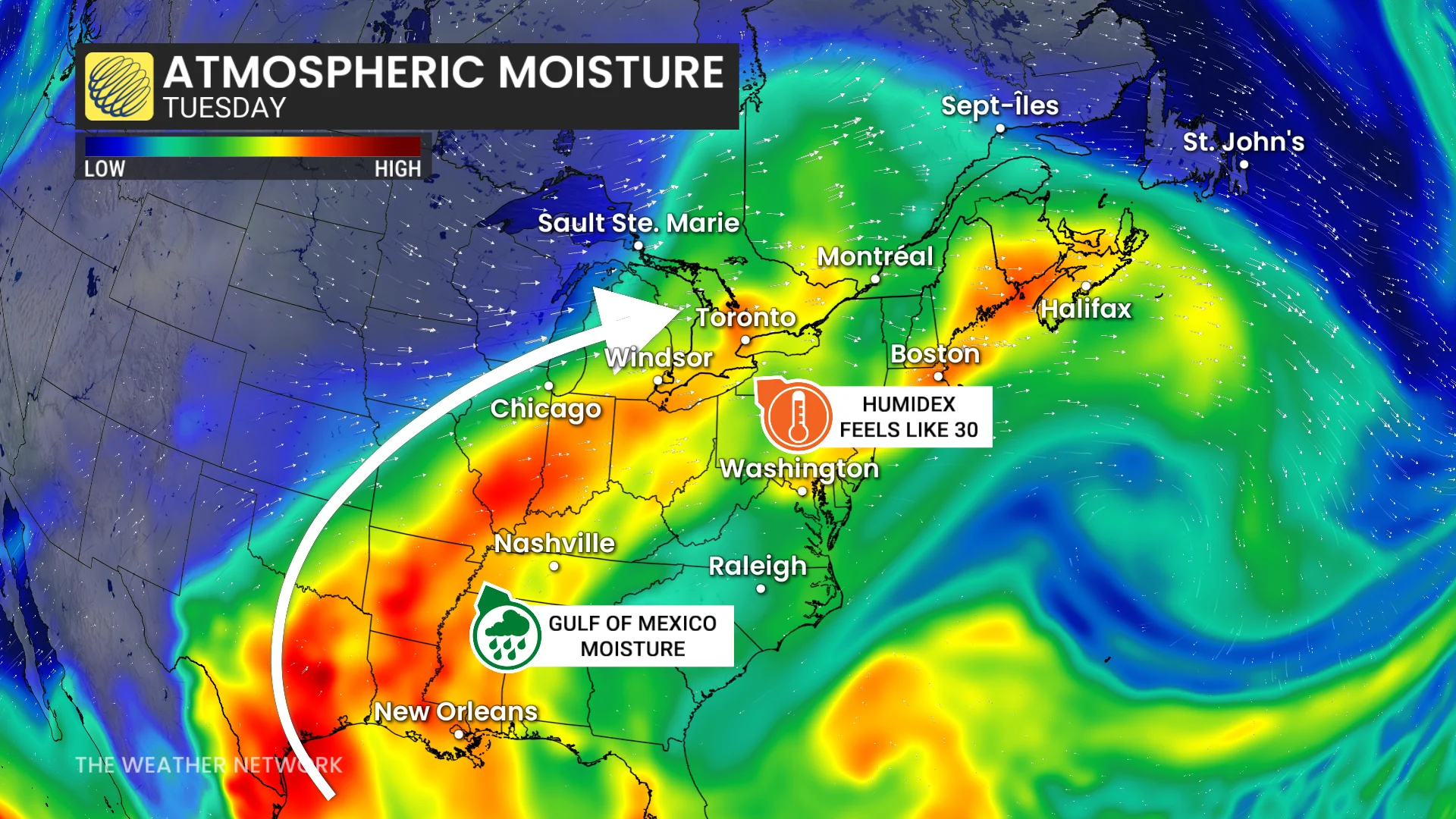 Moisture, Southern Ontario, Storm, Thunder, May 19, 2026. (The Weather Network/Rachel Modestino)