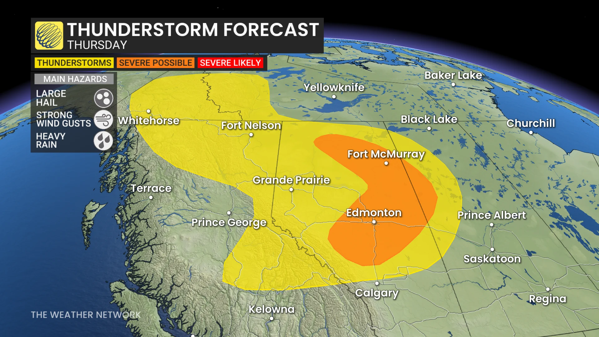 Prairies storm risk map Thursday