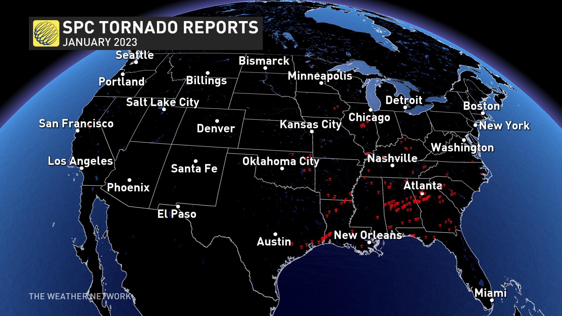 SPC Tornado Reports January 2023