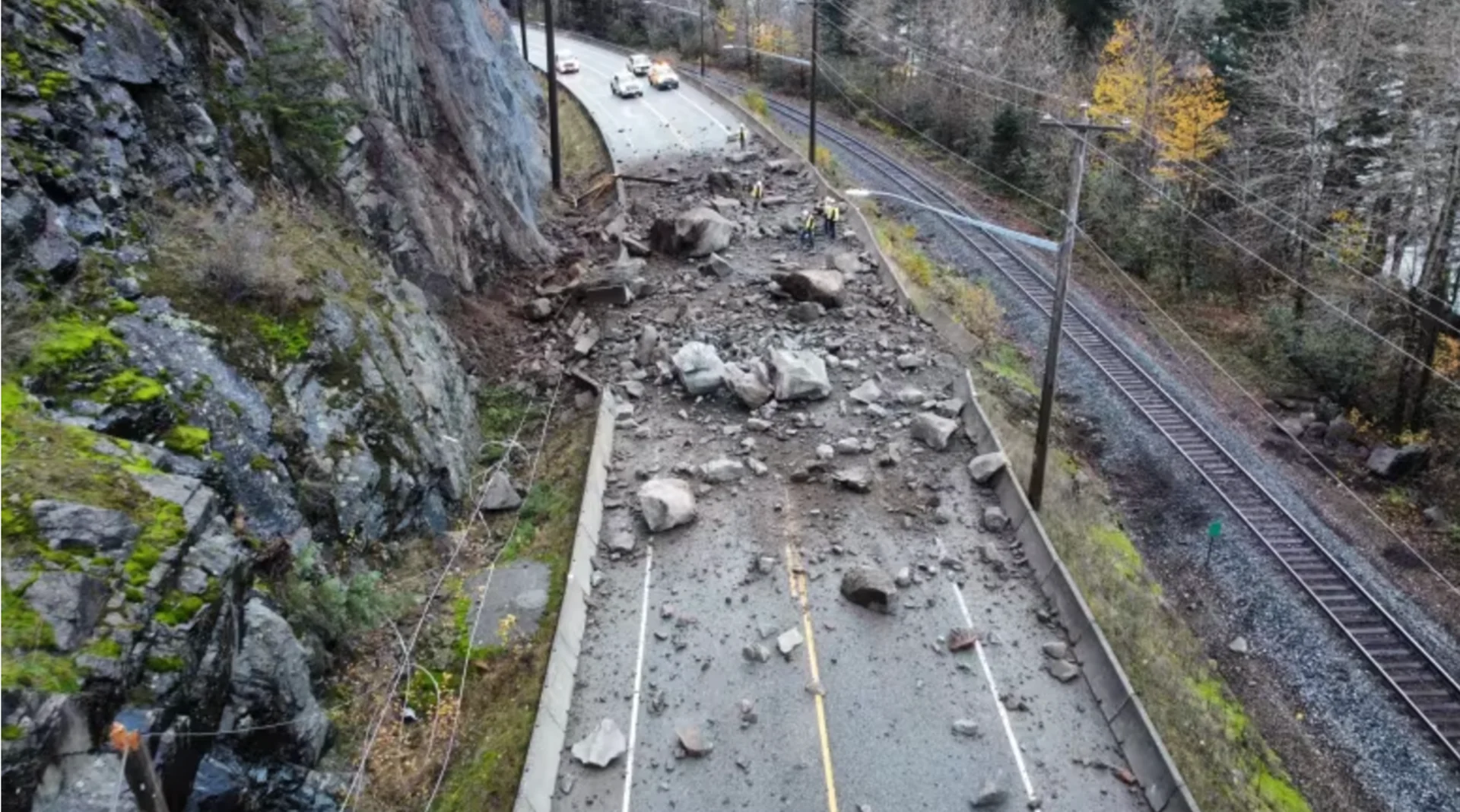 Highway 7 west of Hope, B.C., remains closed due to rock slide damage