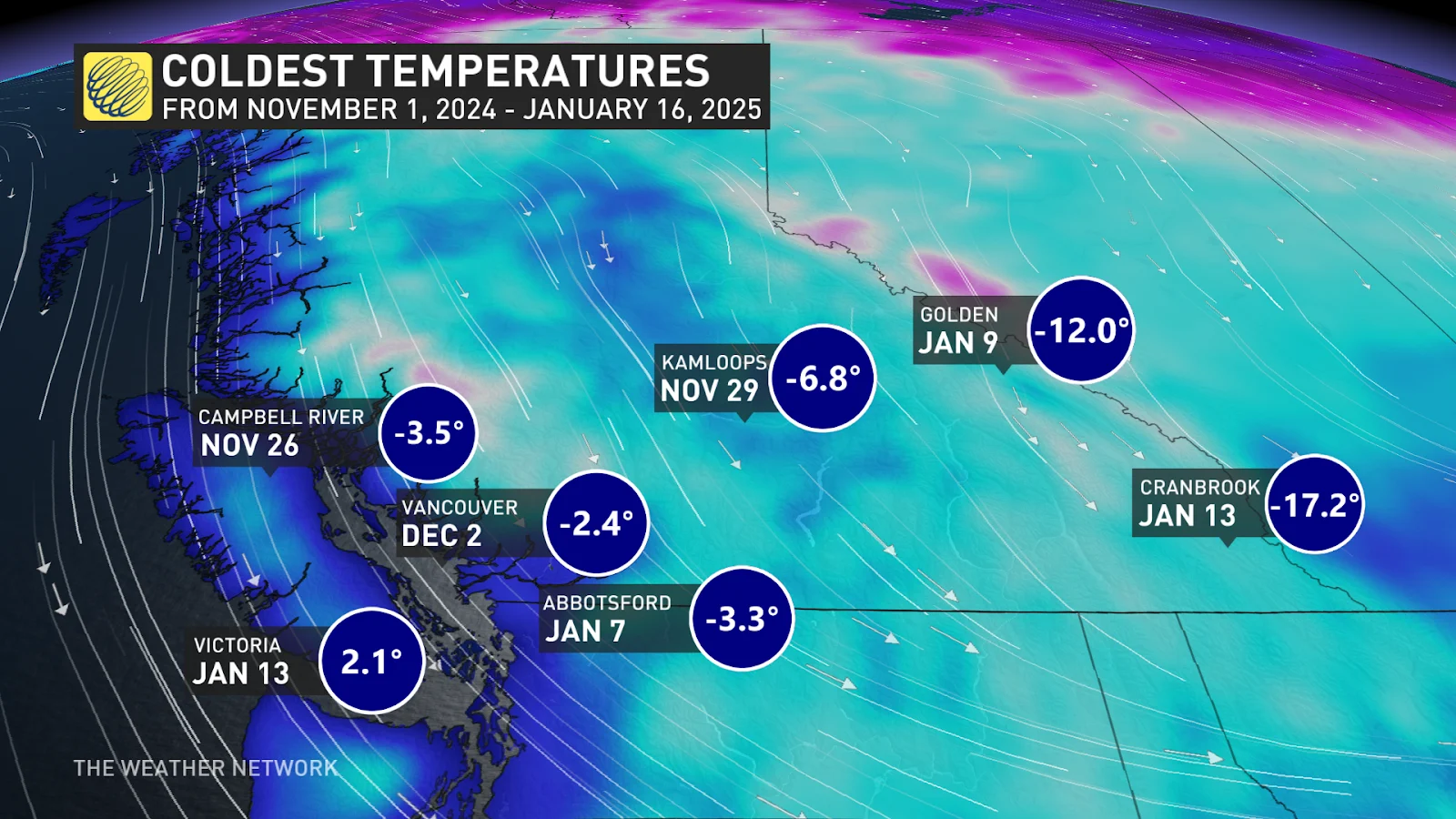 B.C. coldest temperatures so far Jan 17