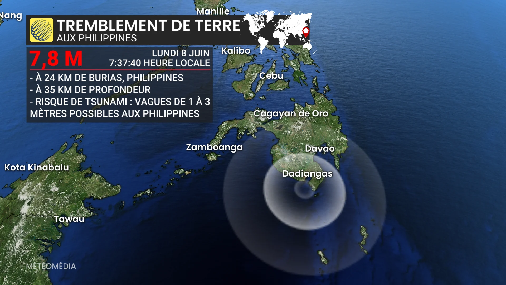 Un séisme de magnitude 7,8 aux Philippines
