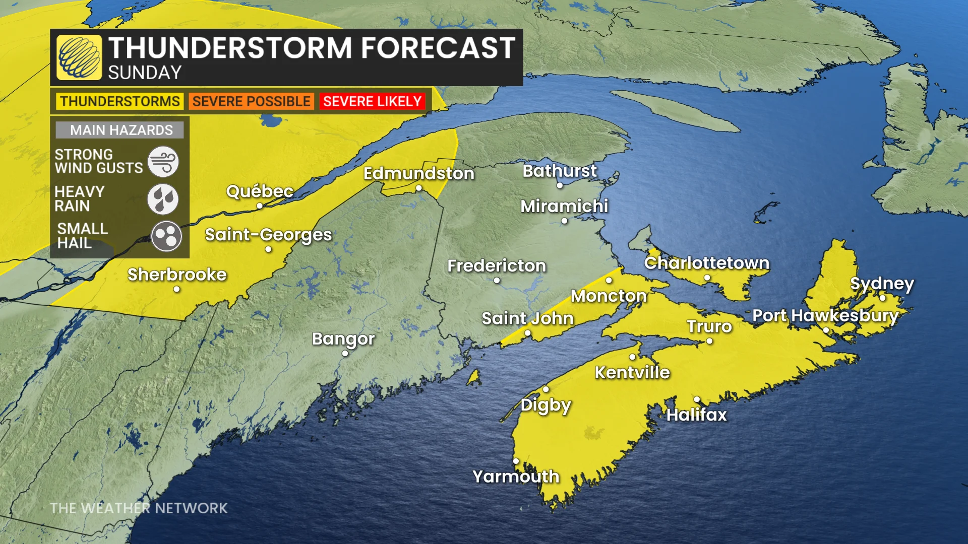 Atlantic Canada storm risk Sunday
