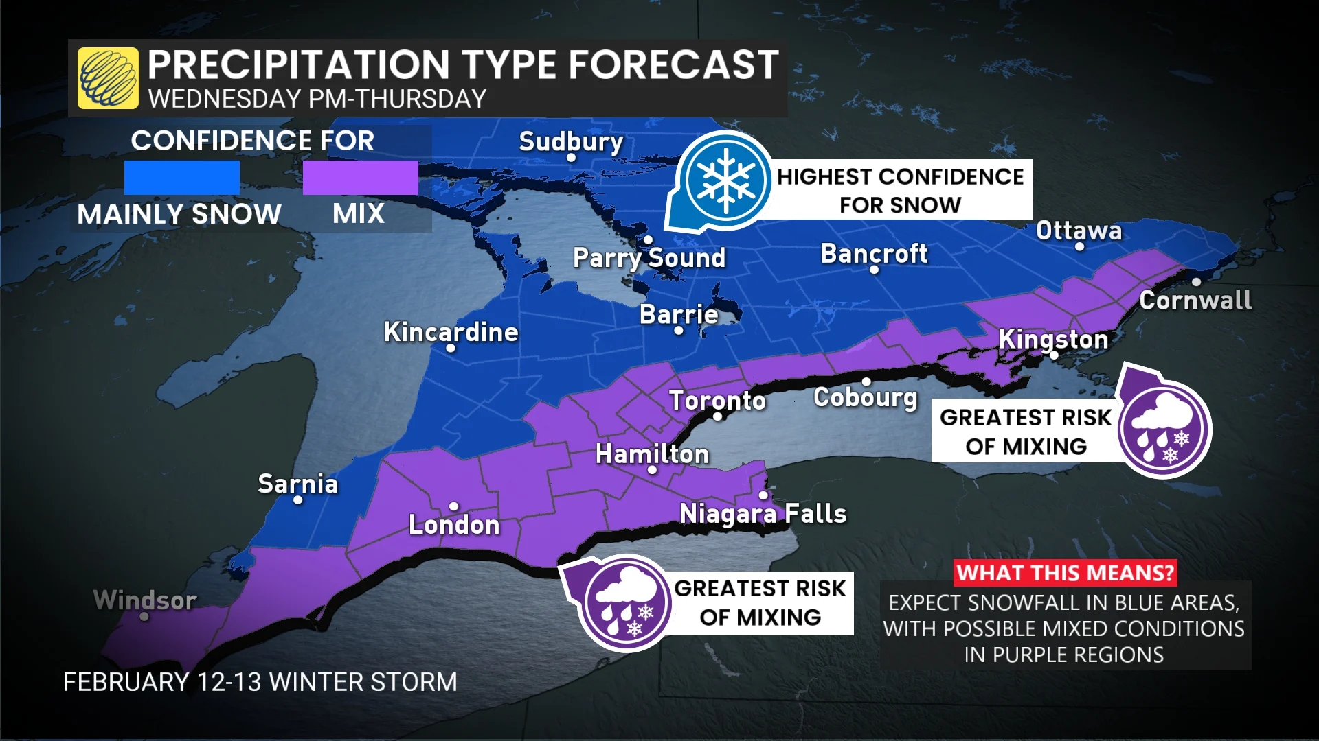 Baron - Ontario precipitation type forecast update - Feb11