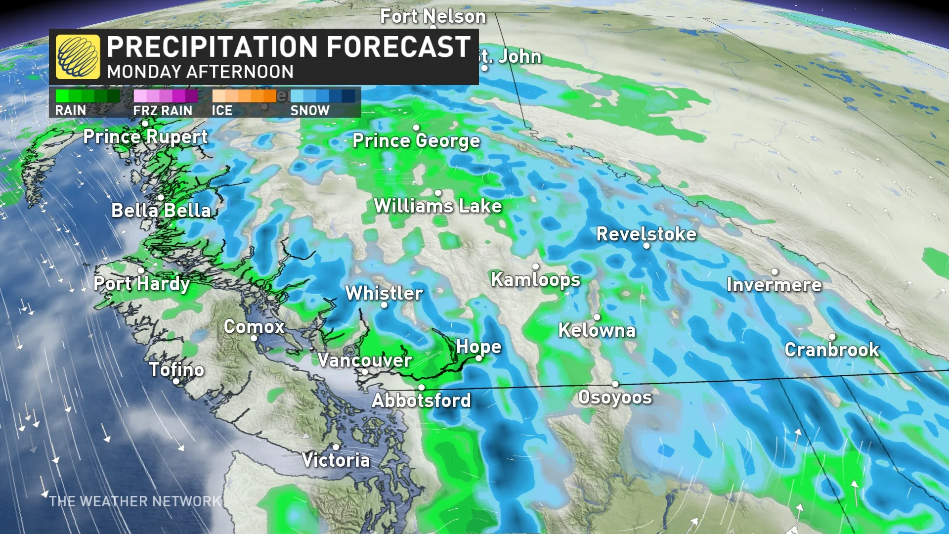 BC Precipitation Timing Monday afternoon_Nov. 3