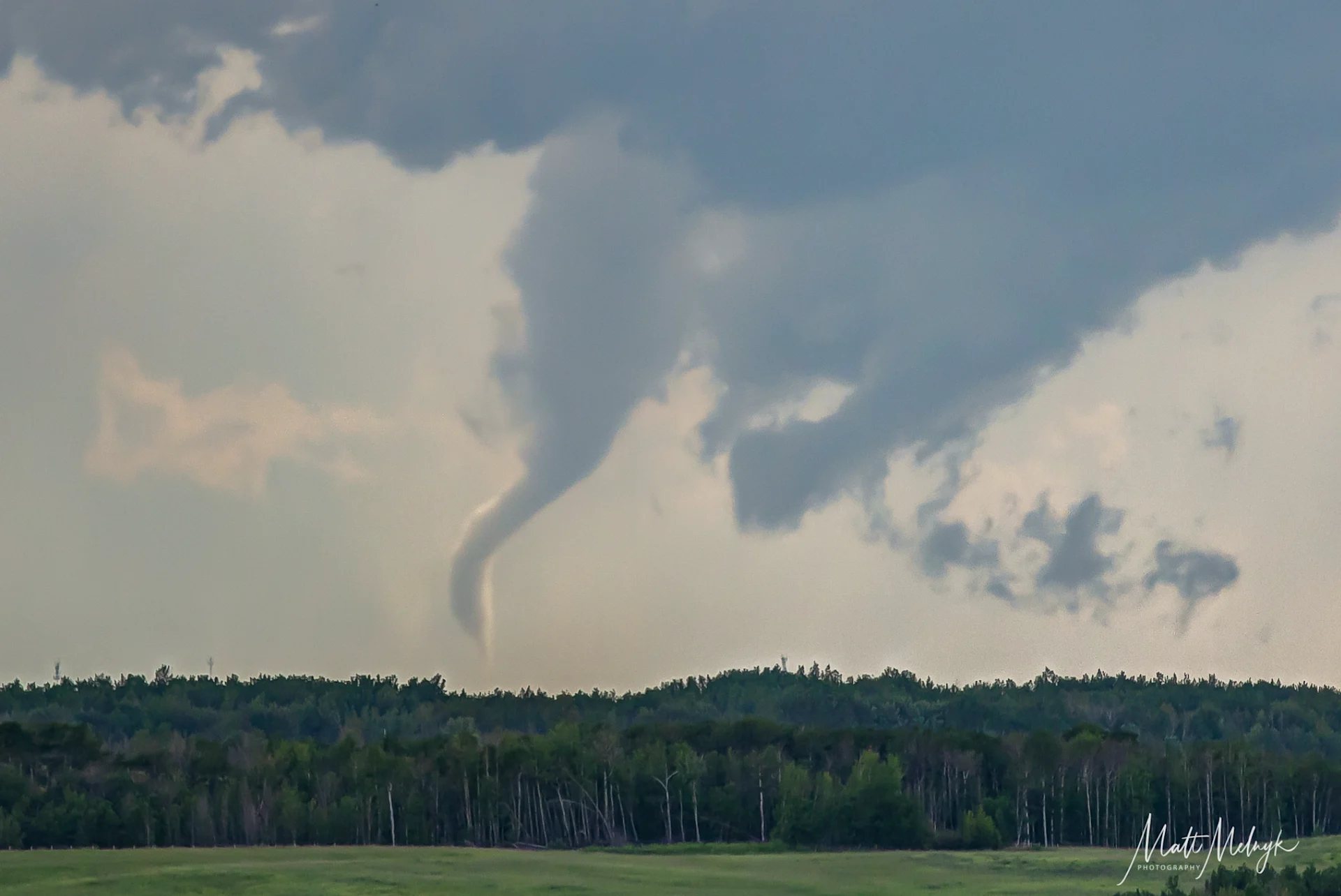 MUST CREDIT: Matt Melnyk | Storms and tornado (funnel cloud?) near Drayton Valley, Alberta. July 2, 2025