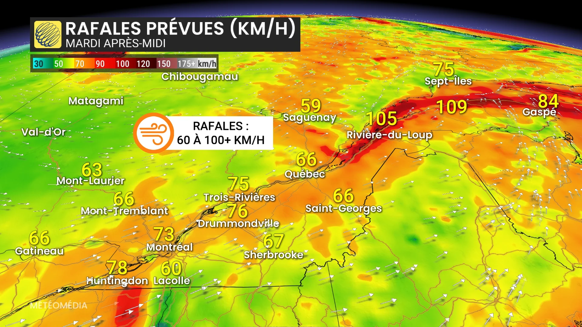 Jusqu’à 50 cm de neige et rafales à 100 km/h au Québec