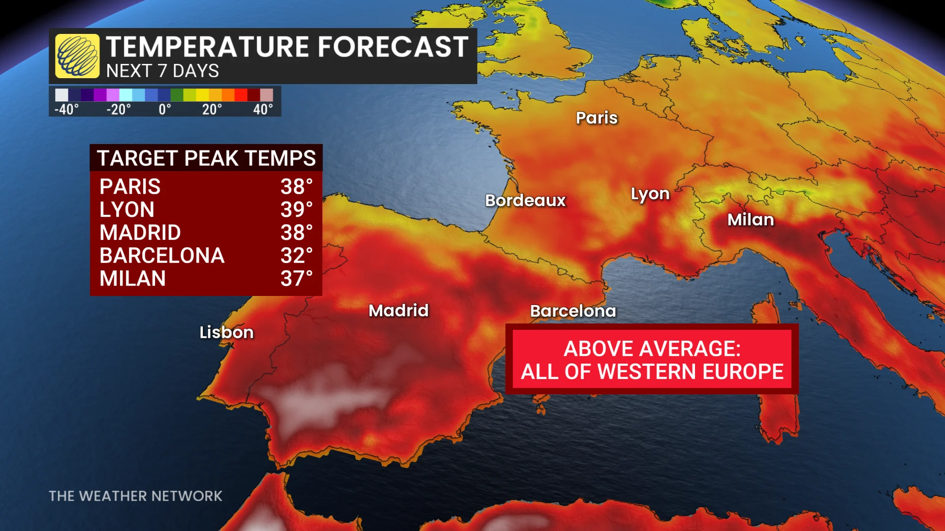 Spain and France forecast heat July 29, 2026-