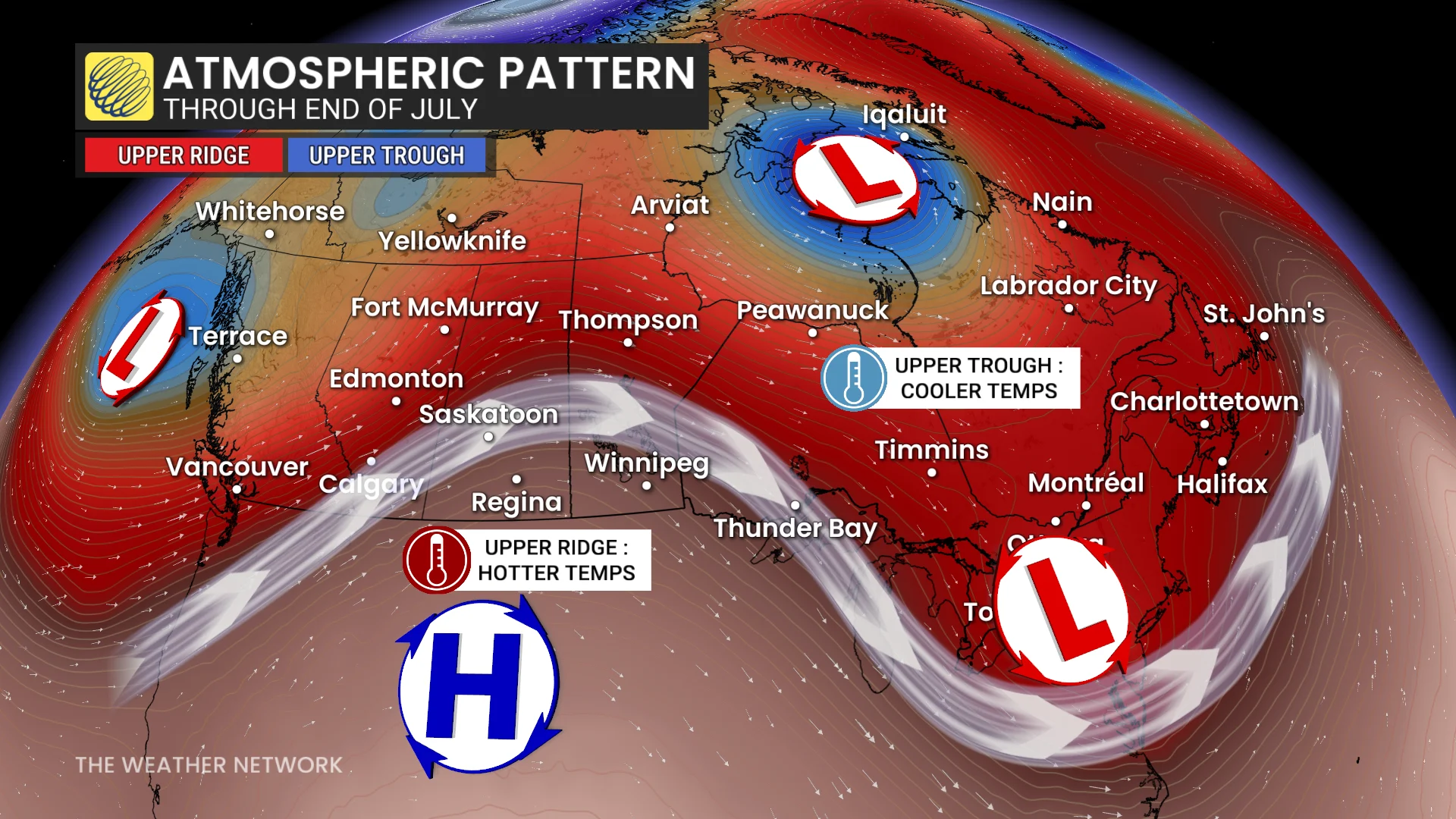 Canada atmospheric pattern through the end of July