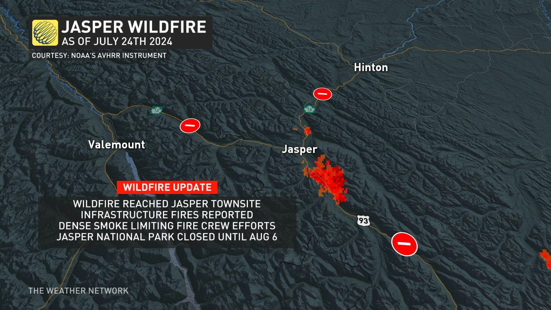 July 24, 2024: Alberta wildfires update - Jasper National Park. 11 pm update.