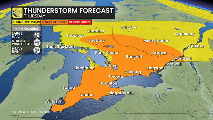 Muggy air fuels severe thunderstorm threat in Ontario Thursday - The ...
