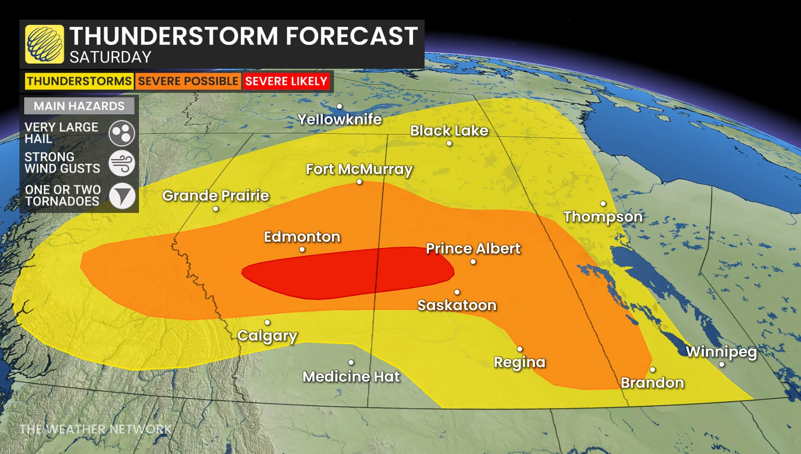 Prairies thunderstorm forecast Saturday