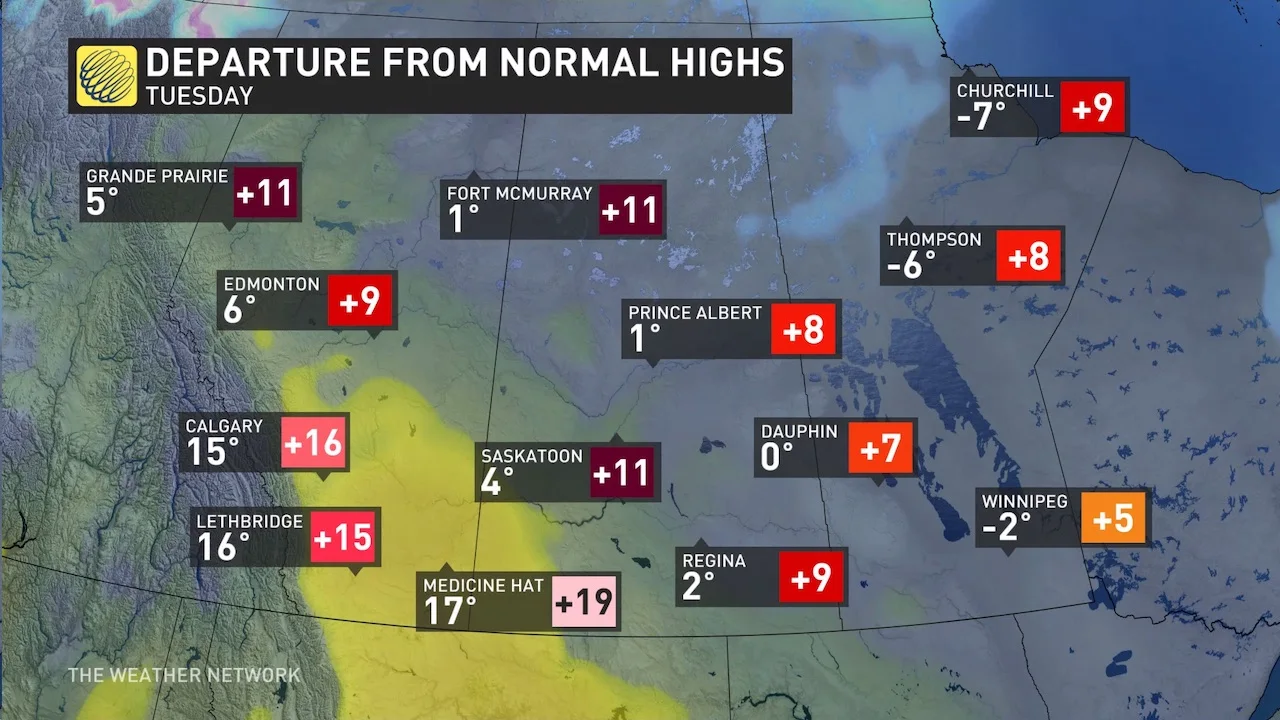 Unseasonable December warmth sends Alberta temperatures soaring high
