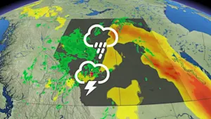 Parts of Alberta could see up to loonie-size hail from developing storms on Monday