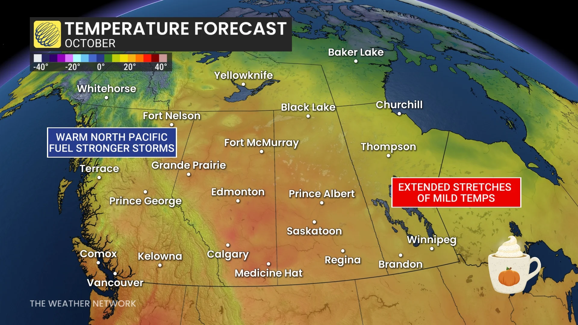 Prairies forecast October temperatures