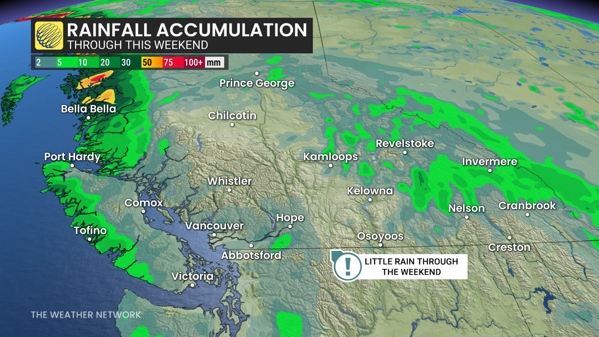 B.C. rainfall through this weekend