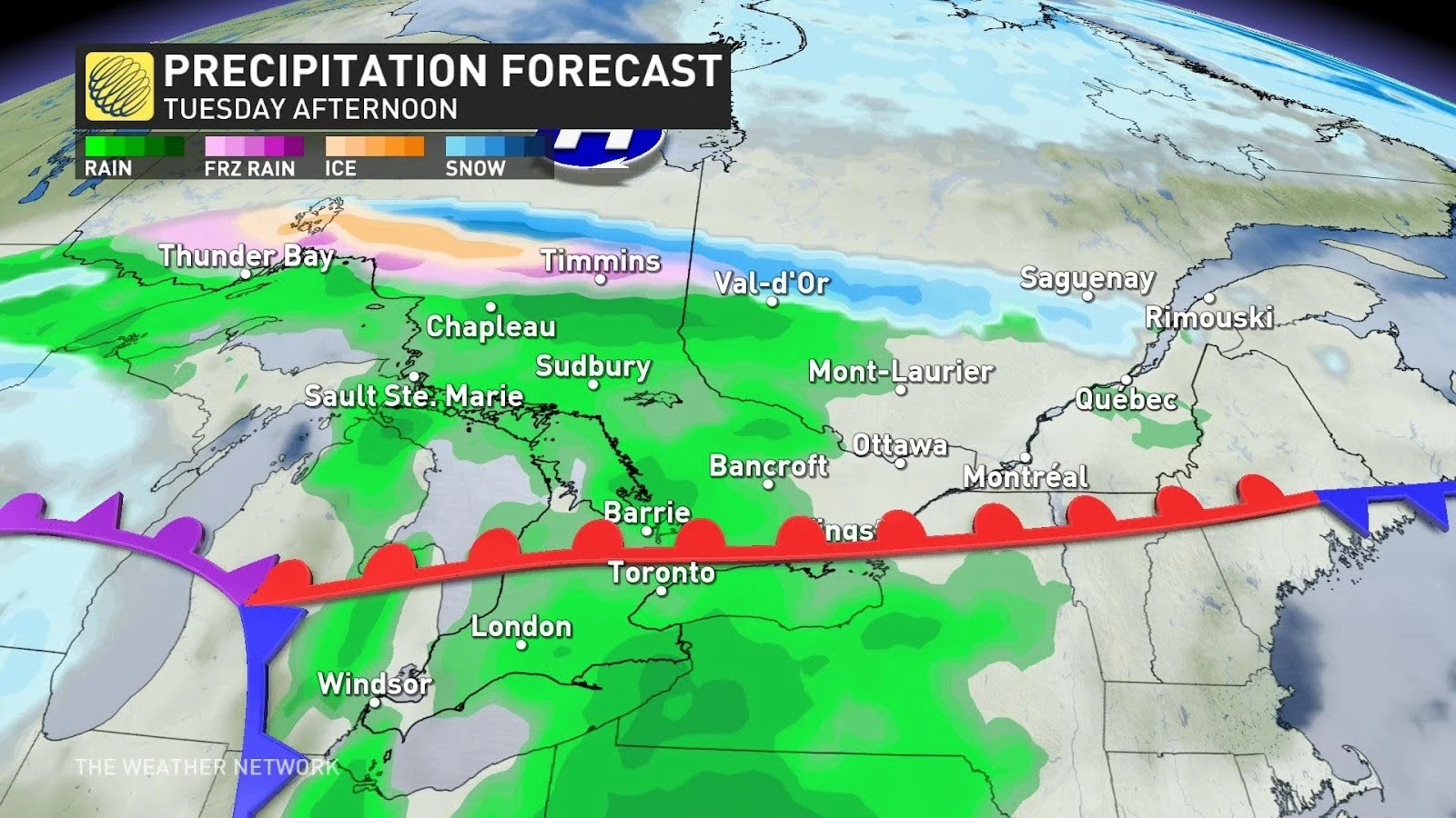 Southern Ontario precip Tuesday