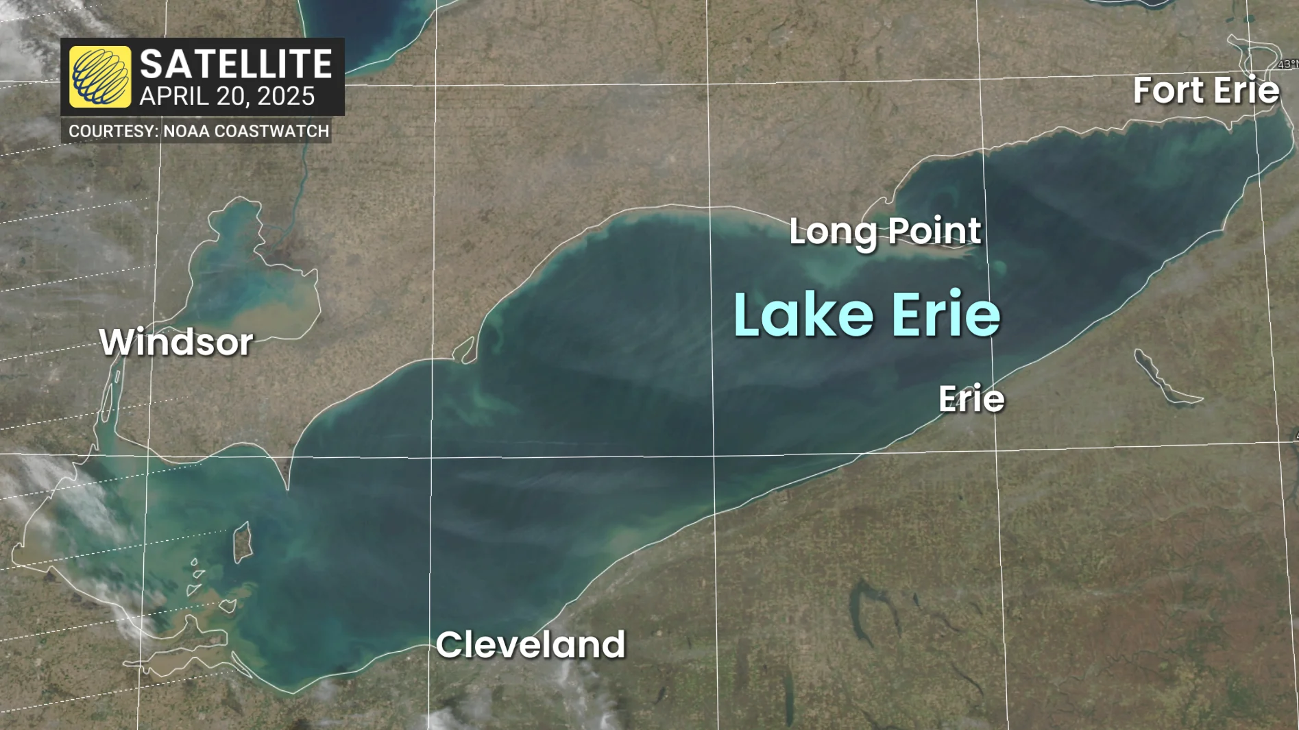 Lake Erie satellite imagery April 20, 2025/NOAA CoastWatch