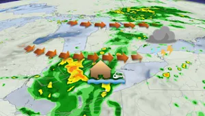 30-50+mm: A soggy Sunday is in store for some, with a localized flooding and thunderstorm risk