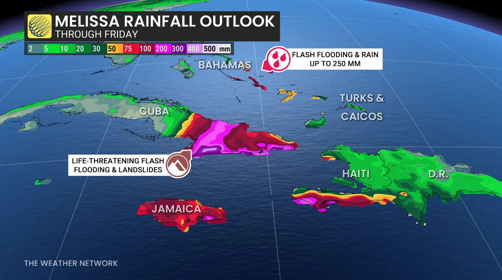 Hurricane Melissa rainfall outlook through Friday morning