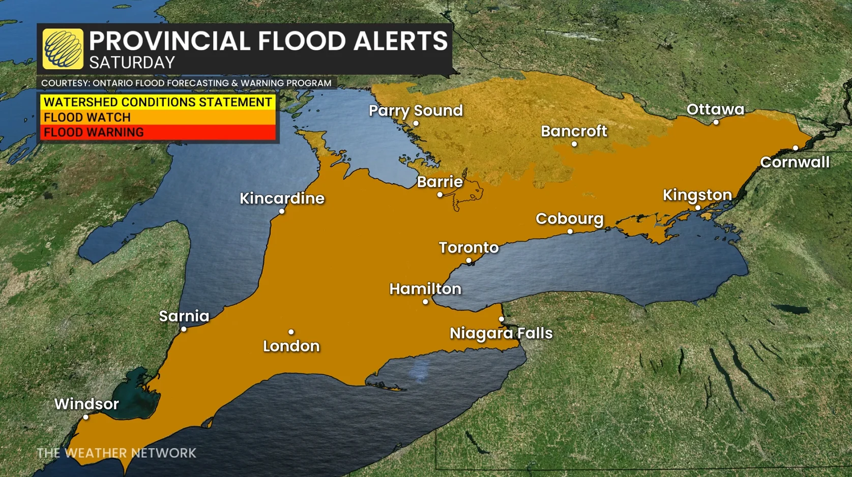 Provincial flood alerts Ontario-Saturday