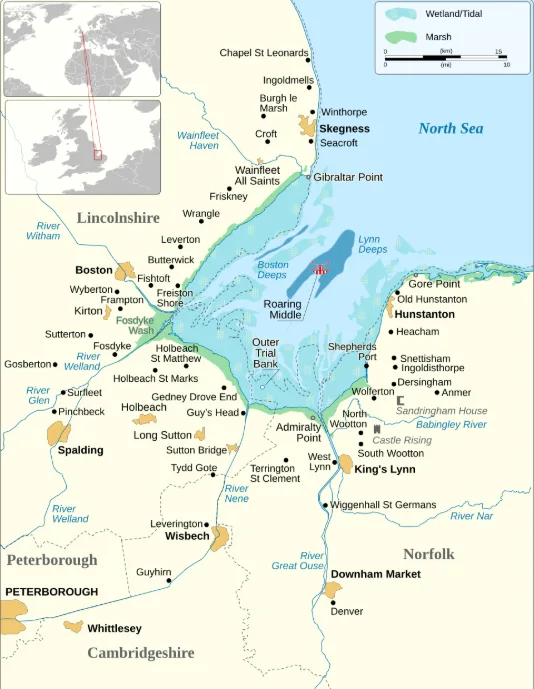 Map of The Wash region in eastern England (Goran_tek-en CC BY-SA 4.0)