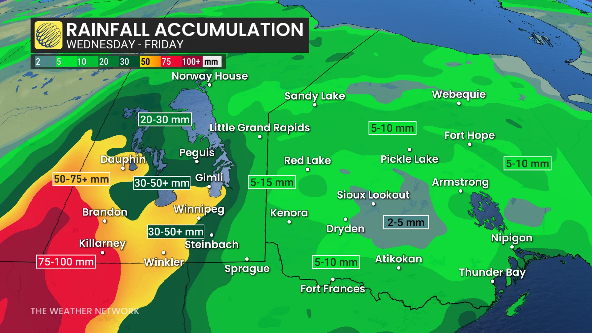 Baron - Manitoba Ontario rainfall through Friday - May 14