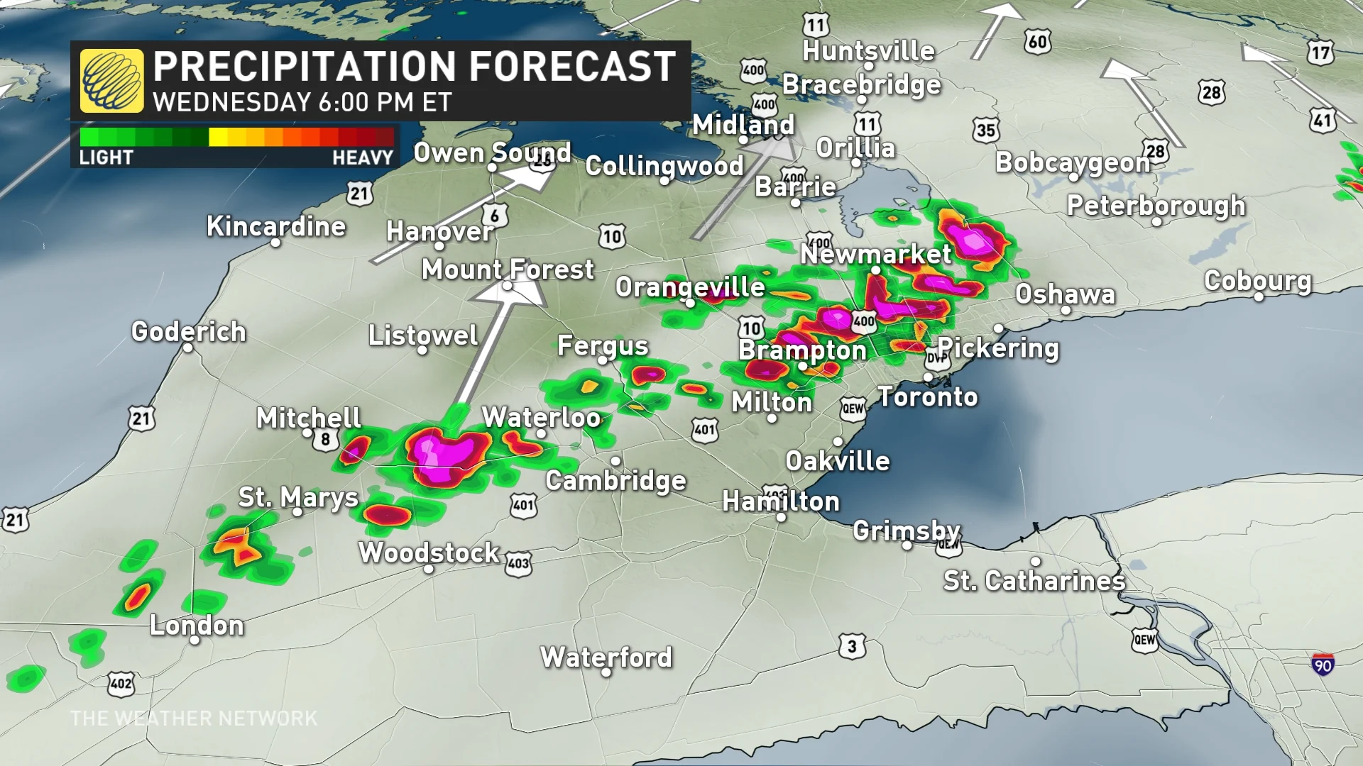Southern Ontario Wednesday evening precipitation timing_June 18