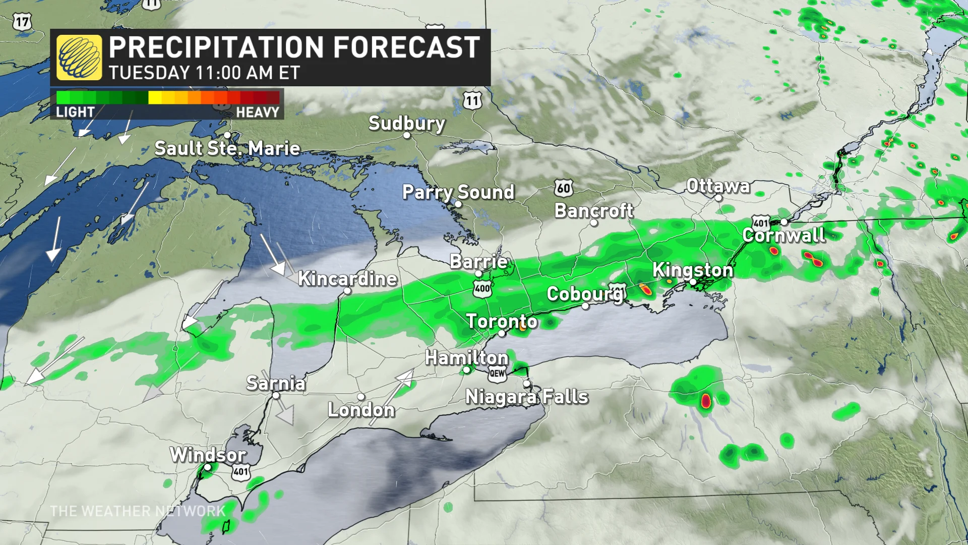 Southern Ontario Tuesday morning precipitation map_May 13