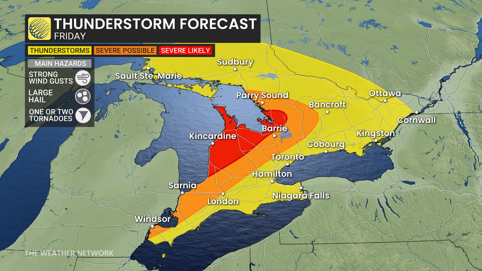 Ontario thunderstorm forecast Friday