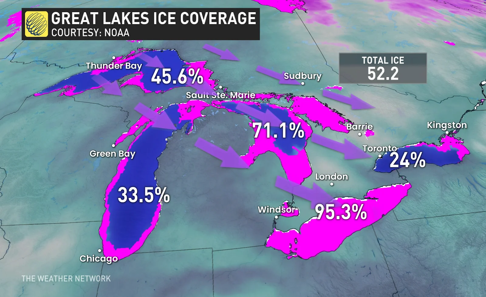 Great Lakes Ice Coverage Map Feb 21 2025