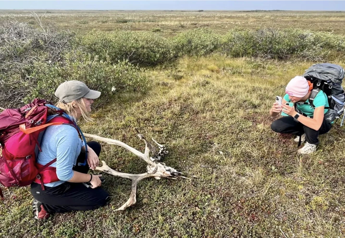 CBC: University of Saskatchewan student Hanna Weflen poses for classmate Jocelyn Gorniak during a hike within Wapusk National Park. Students, scientists and park staff are among the only people who can visit the interior of the park. (Bartley Kives/CBC)