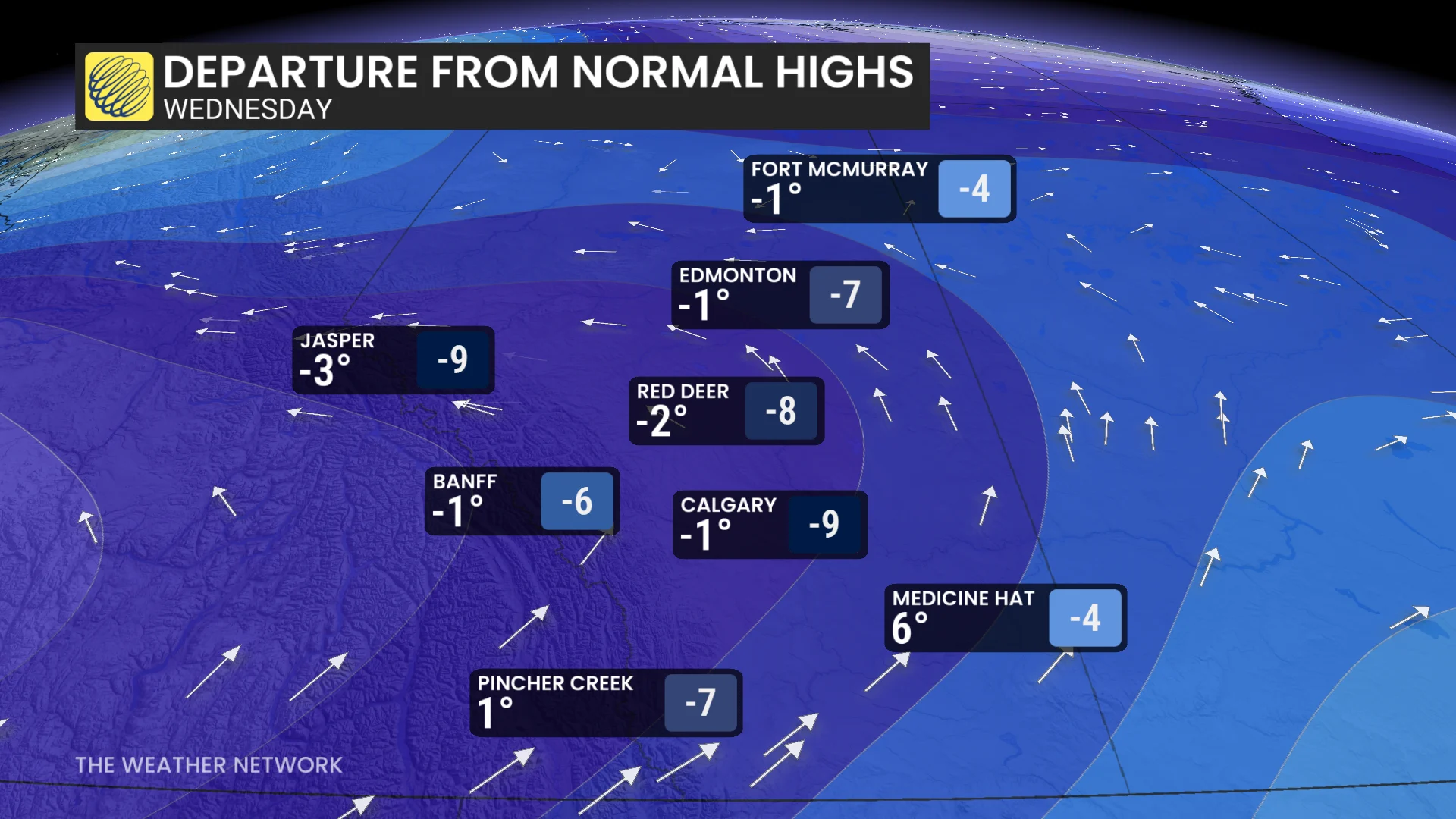 Alberta highs Wednesday