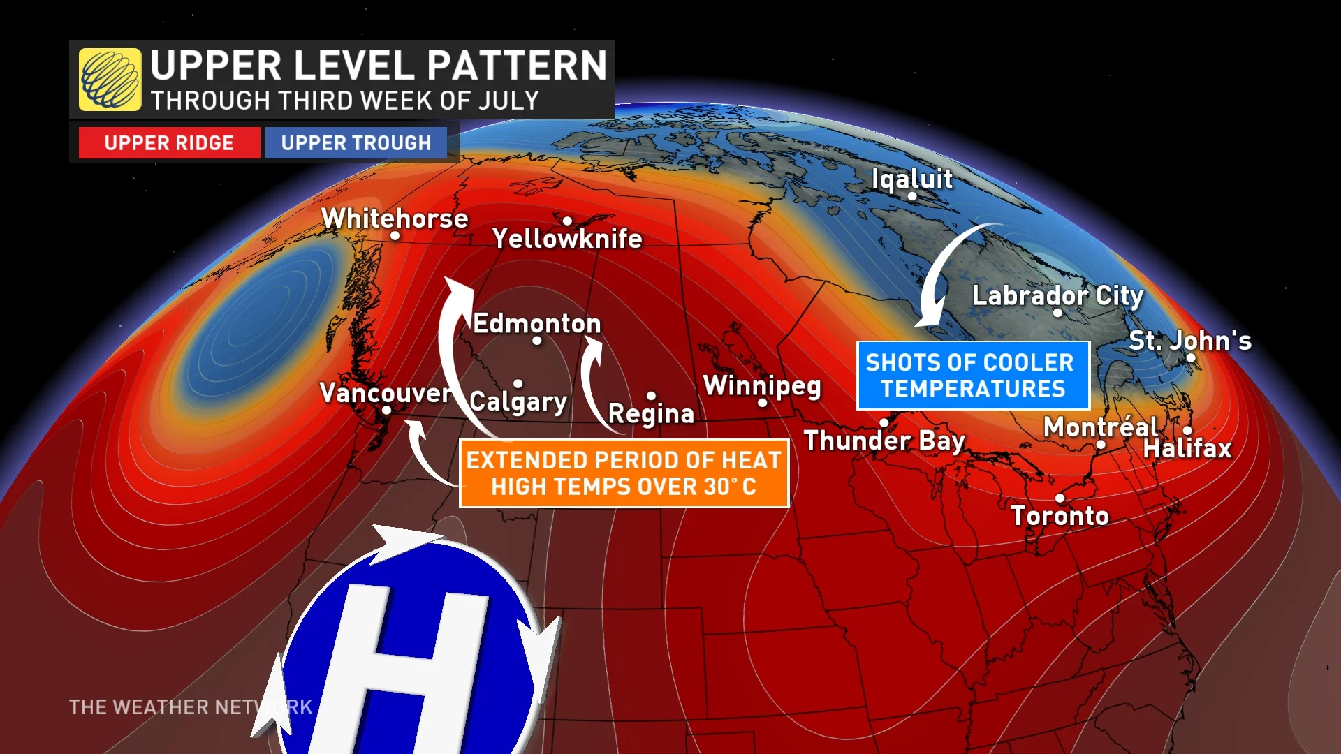 Upper-level pattern third week of July