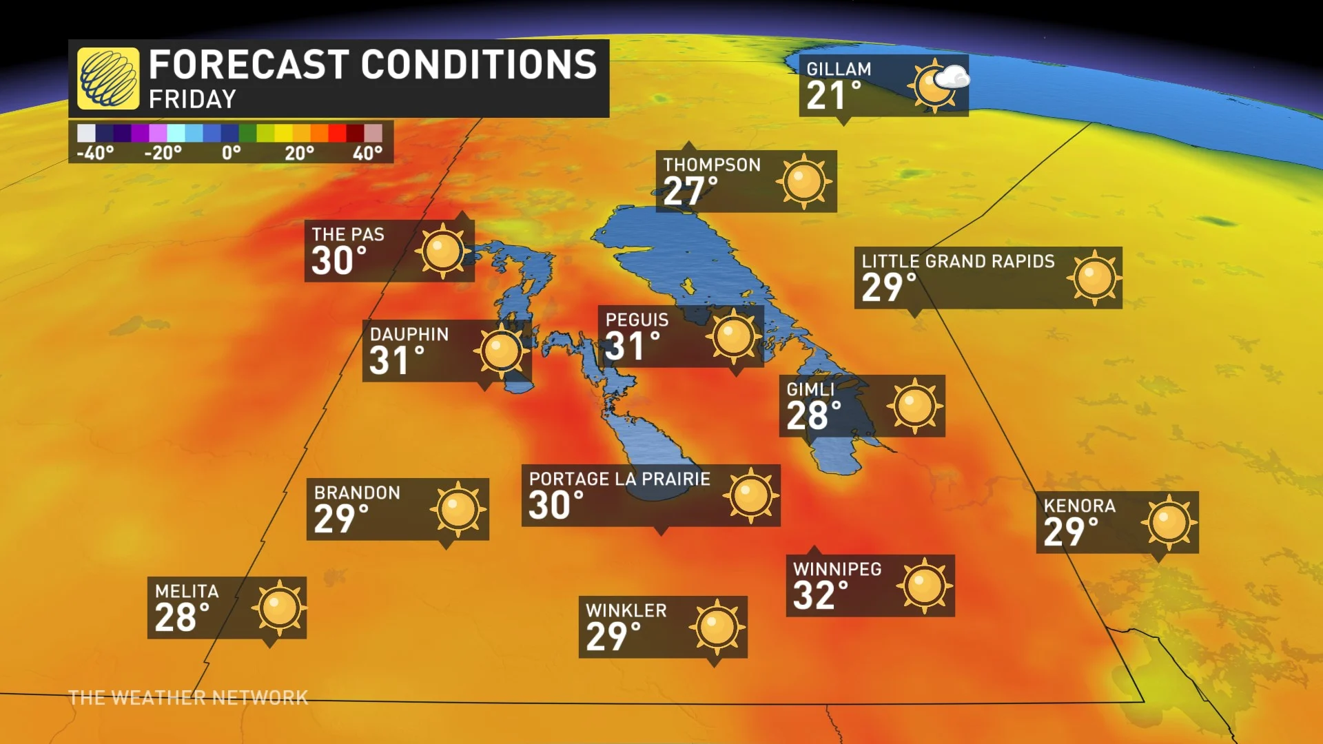 Manitoba heat/temperatures and conditions Friday