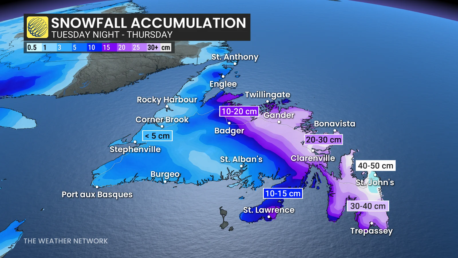 Newfoundland winter storm forecast snow totals - Feb. 17, 2026