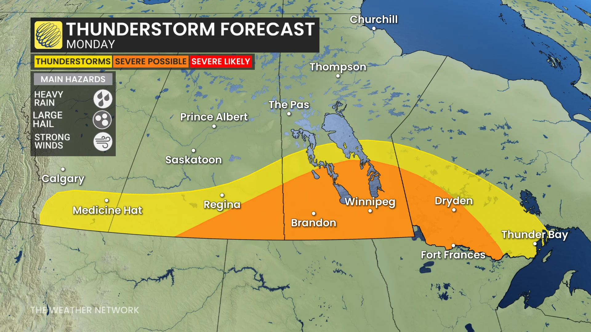 Prairies thunderstorm forecast Monday