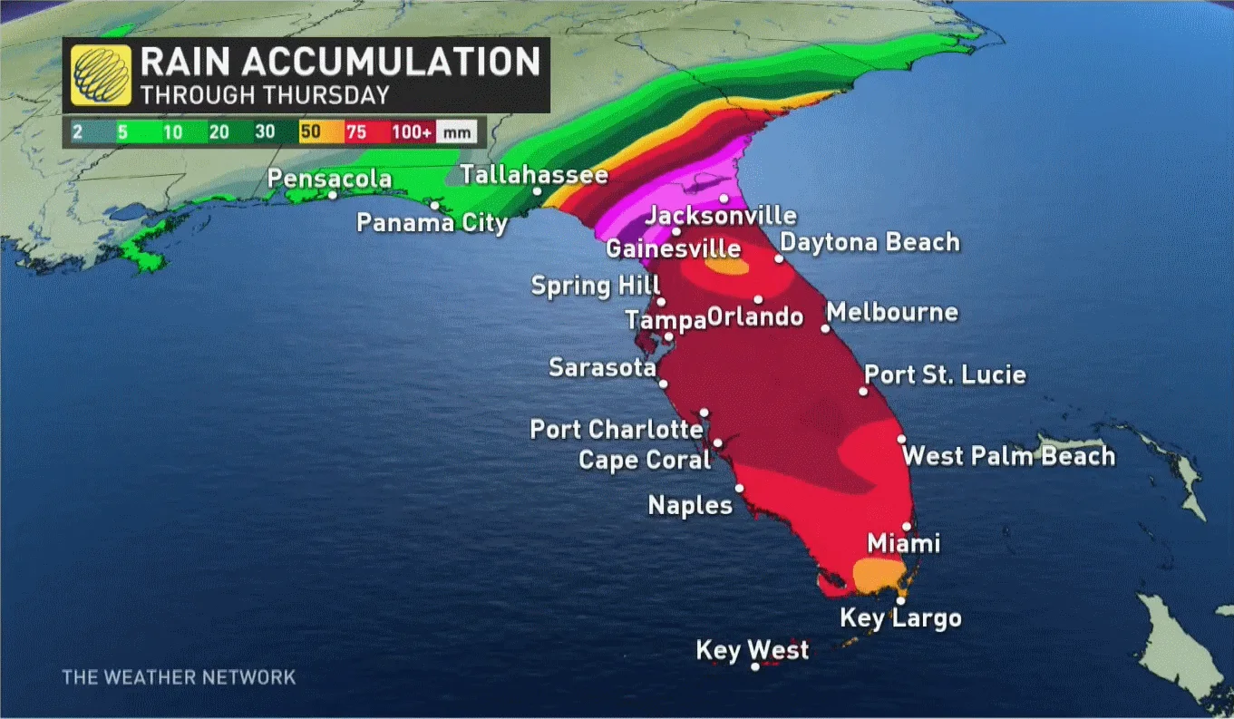 Milton rainfall Sunday PM