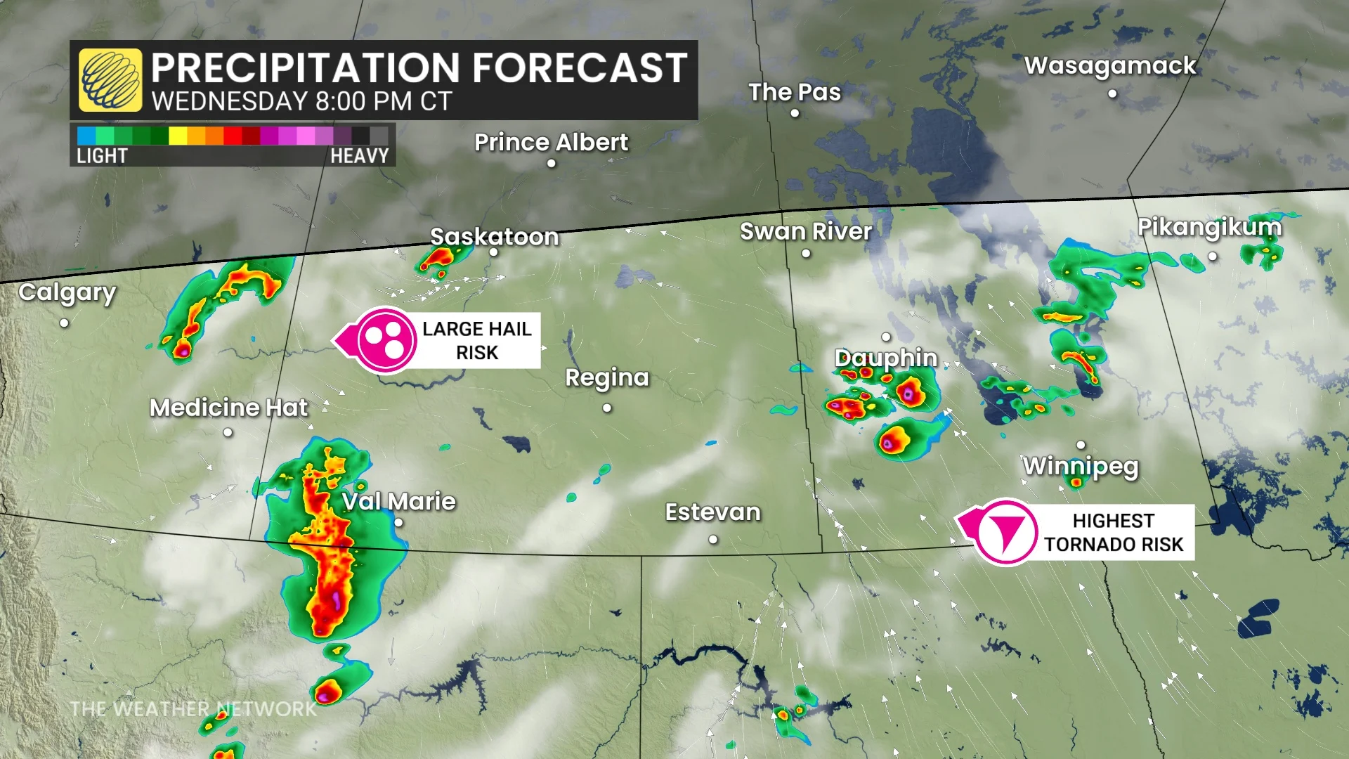 Prairies precipitation forecast Wednesday night