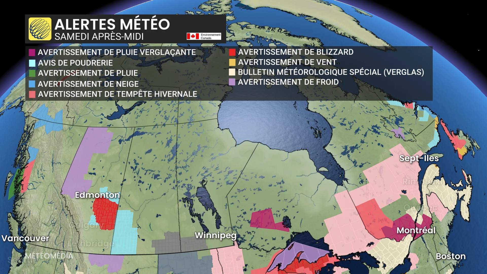 Tempêtes d'ouest en est