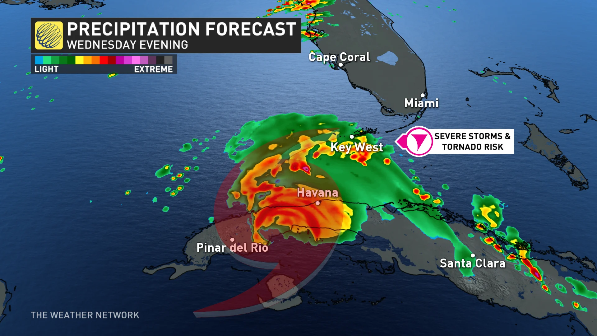 Baron - Rafael precipitation and severe storm risk - Nov6
