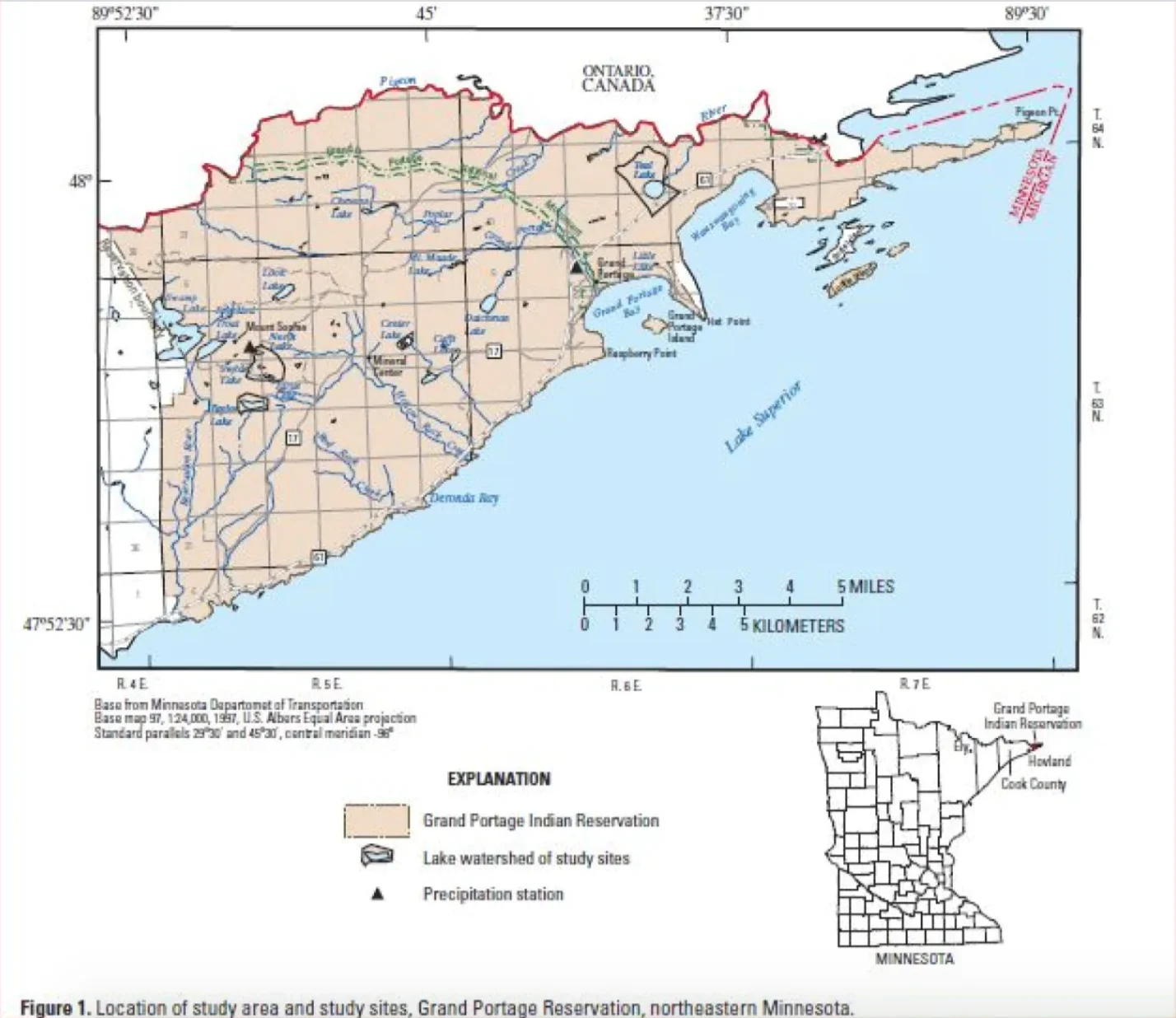 The Grand Portage Band of Lake Superior Chippewa reserve land butts up against the border of Ontario. (photo: Wikipedia)