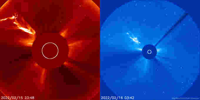 Solar-Prominence-LASCO-C2-C3-20220215-20220216-ESA-NASA-SOHO-SSutherland