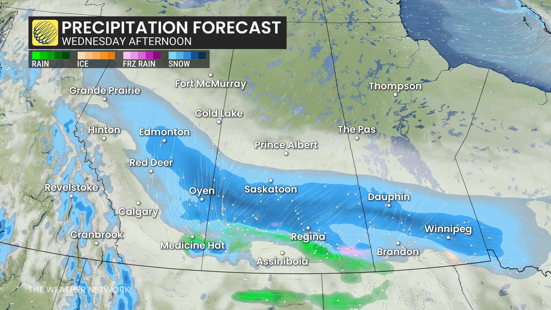 Baron - Prairies precipitation Wednesday afternoon - Dec 16